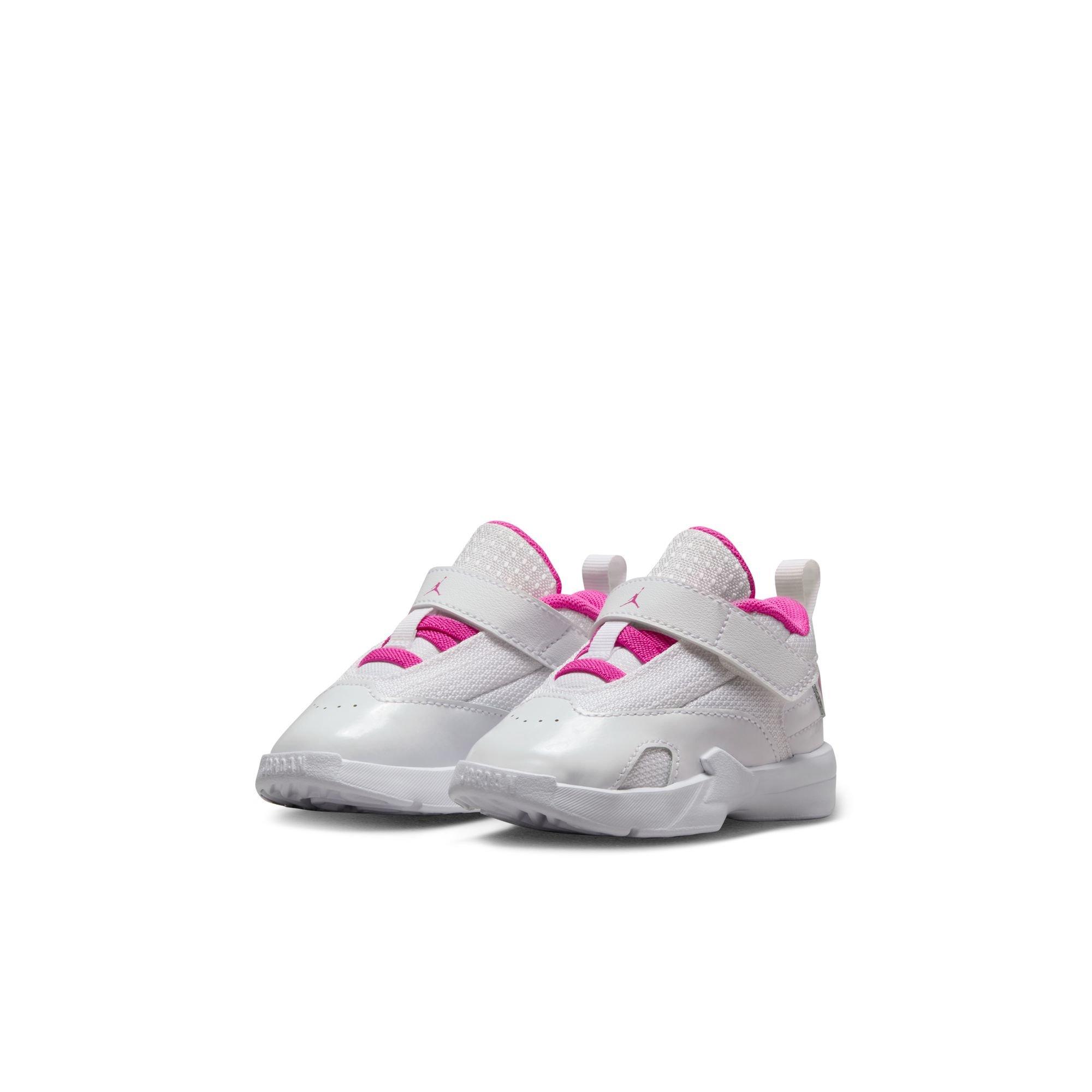Jordan Max Aura Toddler Girls White Fire Pink Shoes Size 6 Leather Elastic Plastic